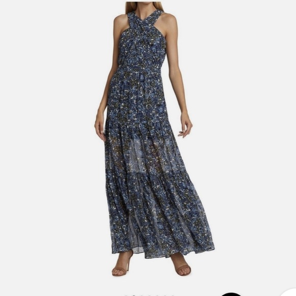 Veronica Beard Florencia Floral Maxi Dress Blue Multi Size 16 - Picture 3 of 15